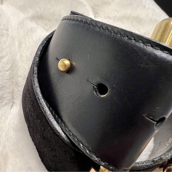 Gucci Belt GG Horsebit Black Suede - Picture 2 of 4